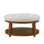 Grande table basse ronde avec repose-pieds capitonnée et rangement en bois - ivoire-130677247