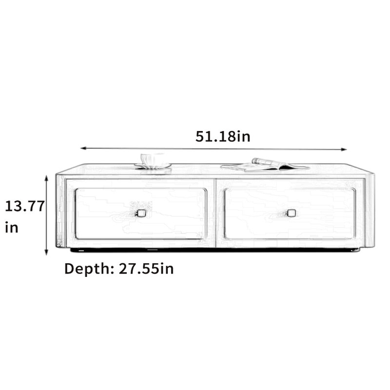 Table basse moderne et minimaliste, H 13,77 po x L 51,18 po x l 27,55 po