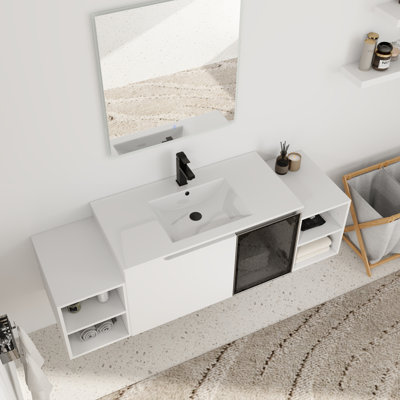 Ensemble de meuble-lavabo simple 59 po avec plateau en céramique Quorin