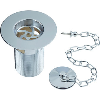 Traditional Slotted Belfast 8.5cm Chain and Stopper Waste Kitchen Sink Drain With Overflow
