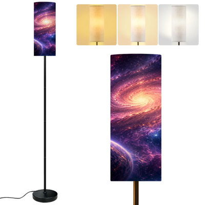  68.5" Standing Floor Lamp Galaxy Outer Space Colorful Nebula Star Field Night Sky Cloud Starry Dimmable Metal Pole Lamp with Linen Lampshade LED Bulb Included