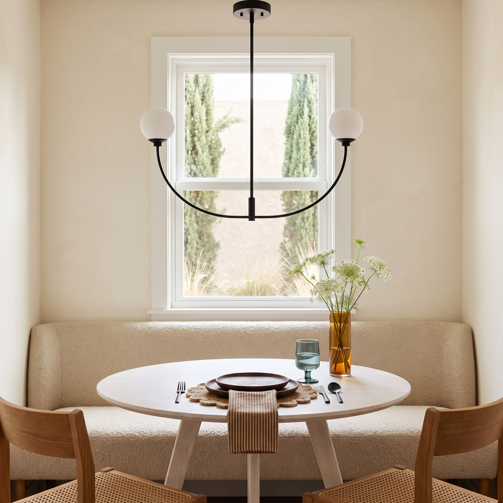 Kyle 2 - Light Metal Chandelier, 24" H x 42" W x 7" D, Black