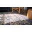 Exciting Ivory Background Geometric Blue Floral Design Antique Chinese Peking Rug