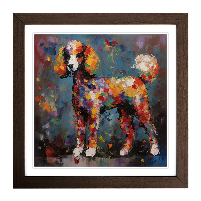 Poodle Abstract Expressionism - Framed Print, Oak