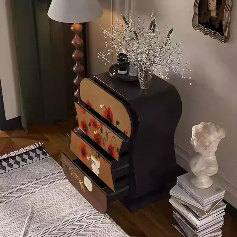 Walnut Frame Storage Cabinet with Drawers