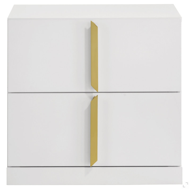 White High Gloss 2-drawer Nightstand