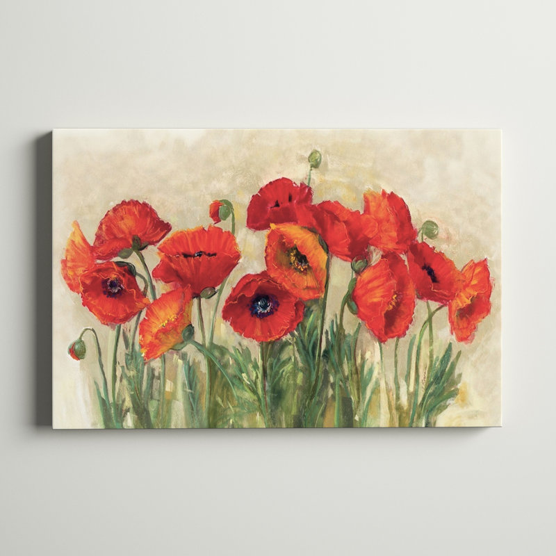 «Virant Poppies» - reproduction, H 12 po x l 18 po, Toile tendue, Sans cadre