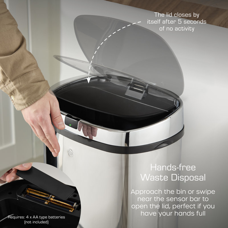 Townhouse 42 Litre Motion Sensor Recycling Bin, Grey