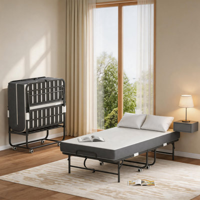 75" X 38" Extra Long Folding Bed, Heavy-duty Guest Bed With Foam Mattress