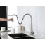 Robinet de cuisine rétractable en acier inoxydable avec plaque de pont - Nickel brossé, poignée simple à grande arche, évier moderne en acier, caractéristique-1390391855