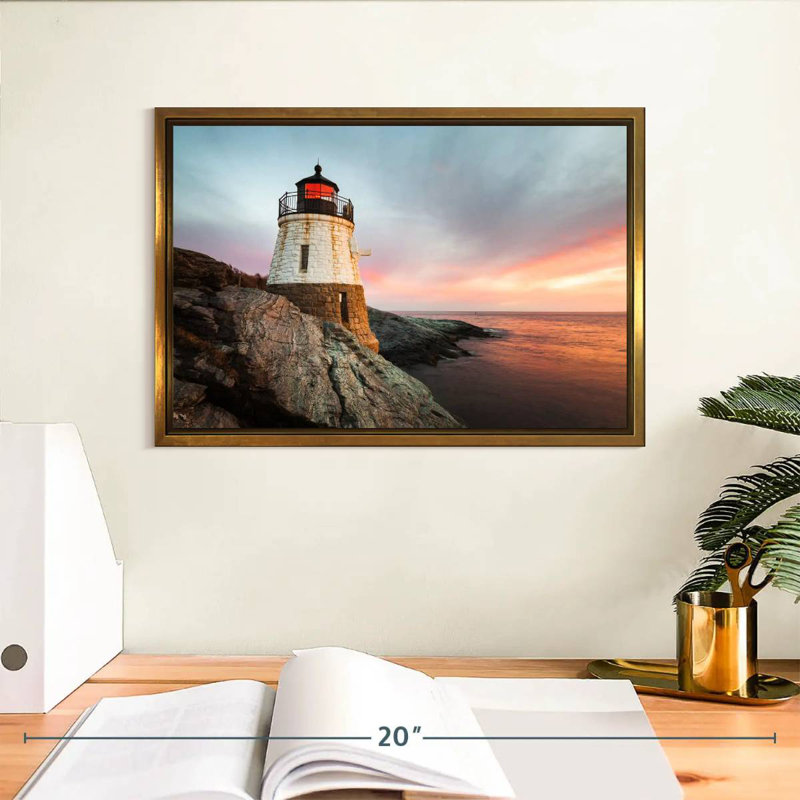 Phare de Newport, Cadre flottant doré, 13 po x 9 po
