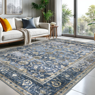 Area Rug Machine Washable Rug Oriental Indoor Rugs with Non-Slip Backing