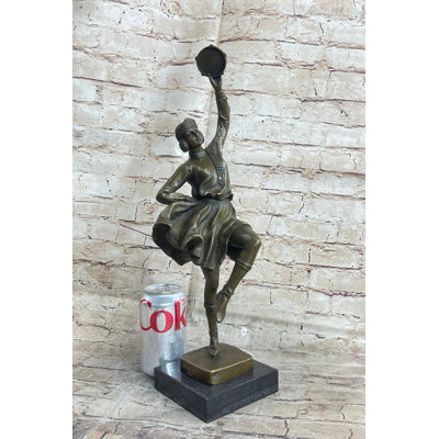 Bruno Zach Russian Tambourine Dancer Bronze Sculpture Statue Figurine