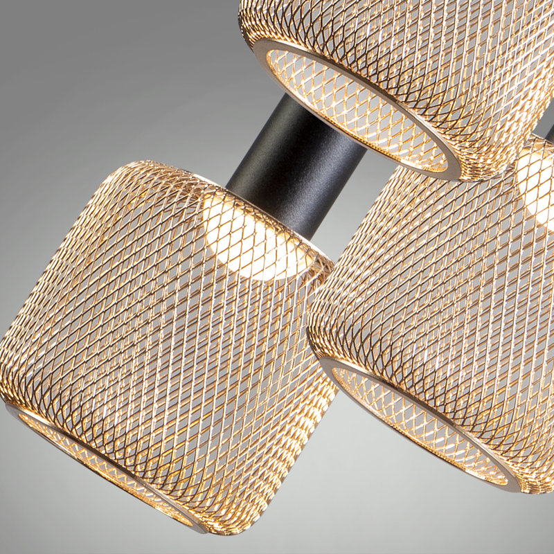 Nucla 3 - Light Gold/Black LED Drum Pendant
