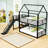 Metal Bunk Bed with Slide and Shelves-375725960