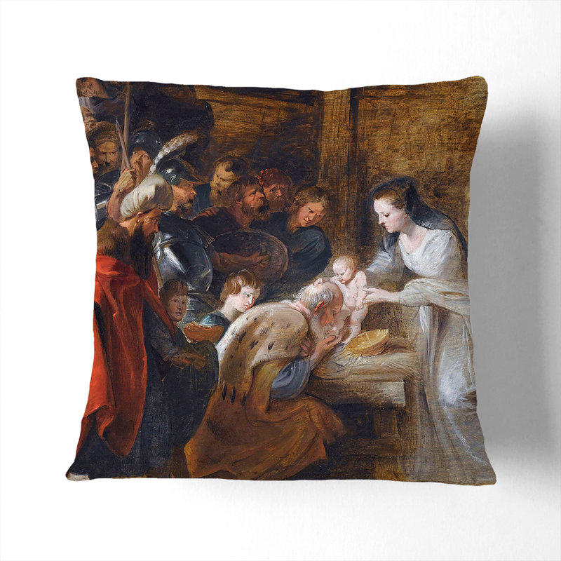 The Adoration of the Magi Scatter Cushion, 55cm H x 55cm W x 20cm D, White