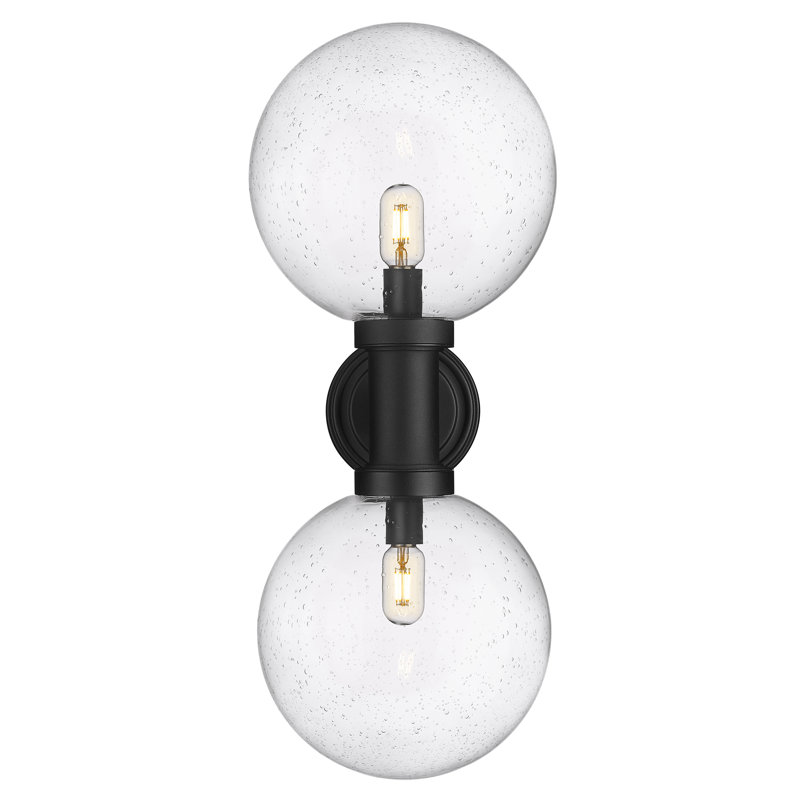 Burach Aluminium Wall Light, 30" H x 12" W x 13" D, Seeded Clear
