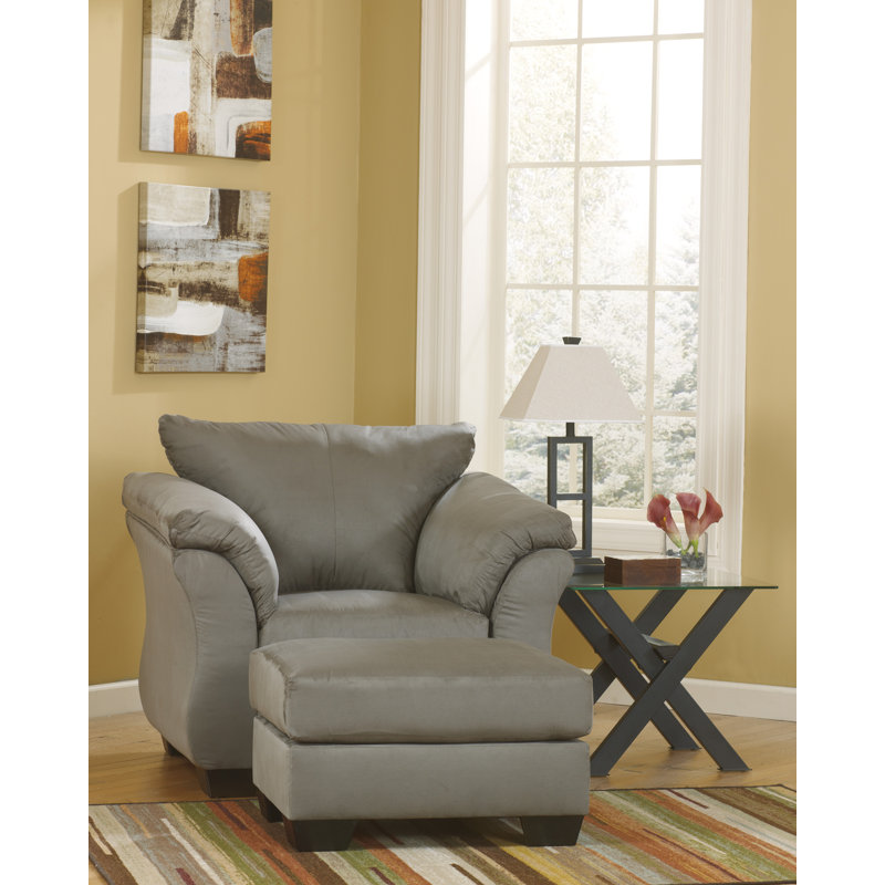 Canapé, causeuse, fauteuil et repose-pieds Darcy, Gris