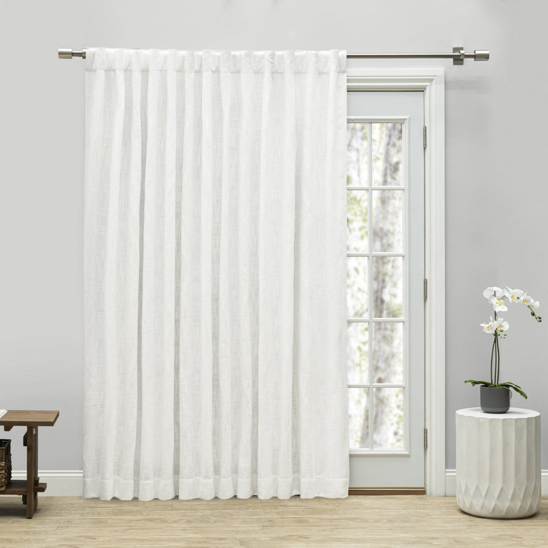 Bouton 100% Blackout Rod Pocket with Back Tabs Patio Panel with Wand, White