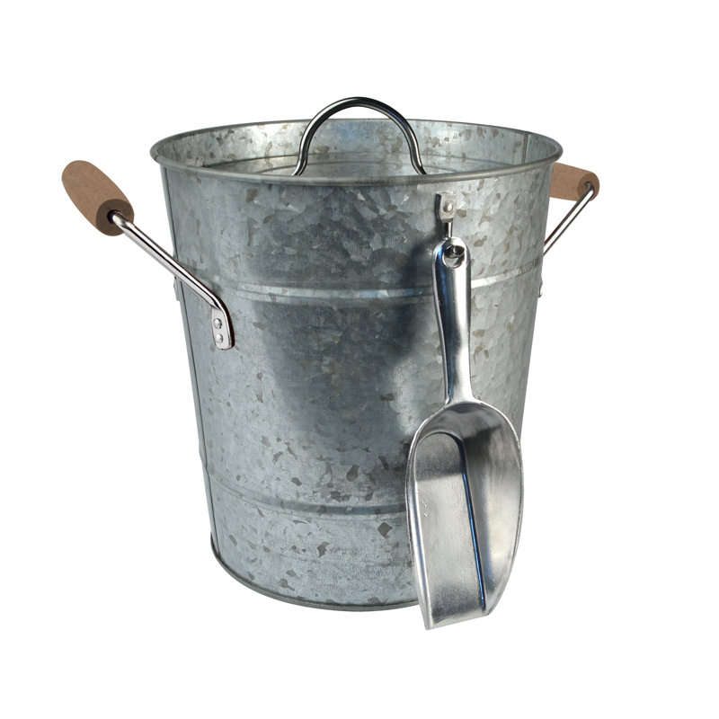 Evelett Metal Ice Bucket, Galvanized Steel