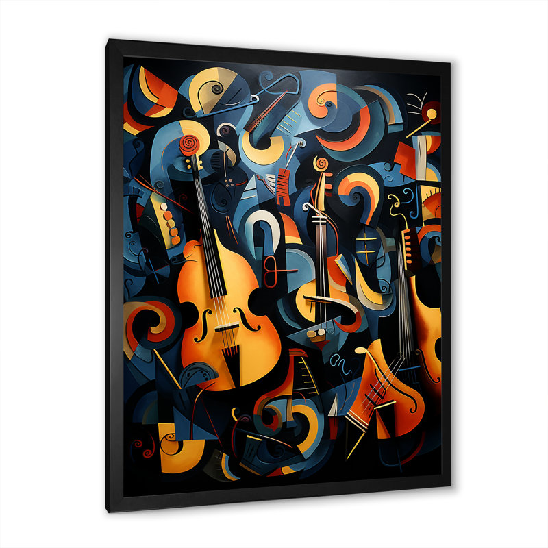 «Blue Music» de Harlem en couleur pastel - art mural Harlem Renaissance, Cadre simple noir, H 44 po x l 34 po x P 1,5 po