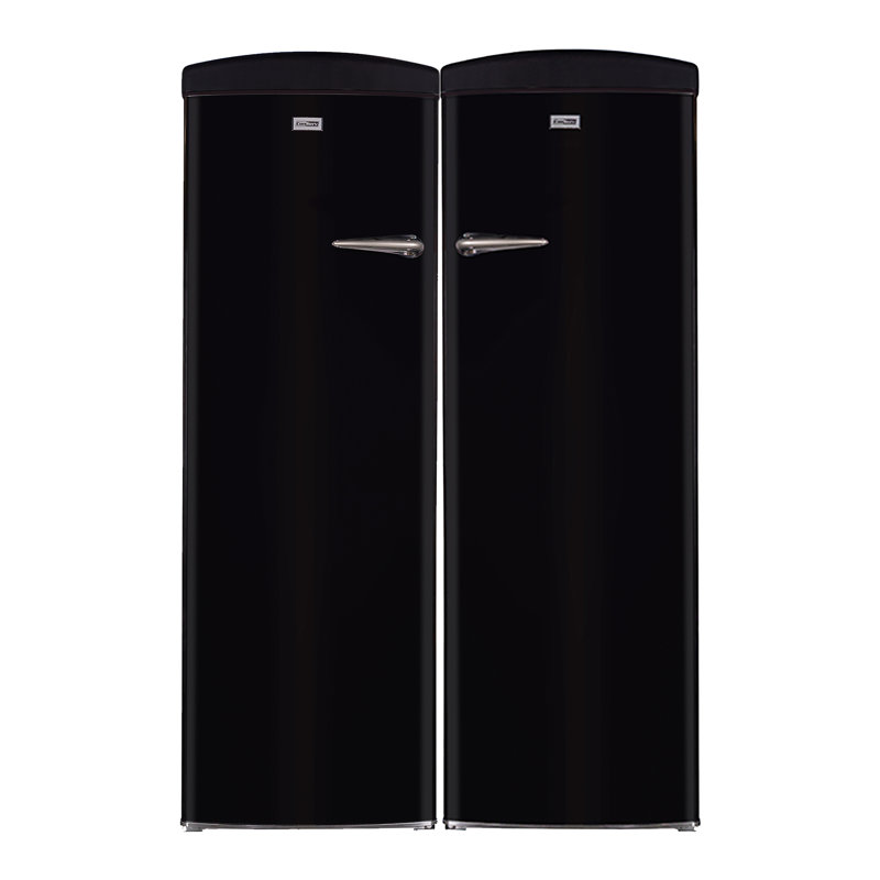 Conserv 24in Retro Set Refrigerator 11cf + Upright Freezer 8.3cf E-Star 110V, Black