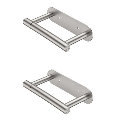 Bathroom Double Post Pivoting Toilet Paper Holder Adhesive Or Wall Mounted Options Wall Mounted 2 Set