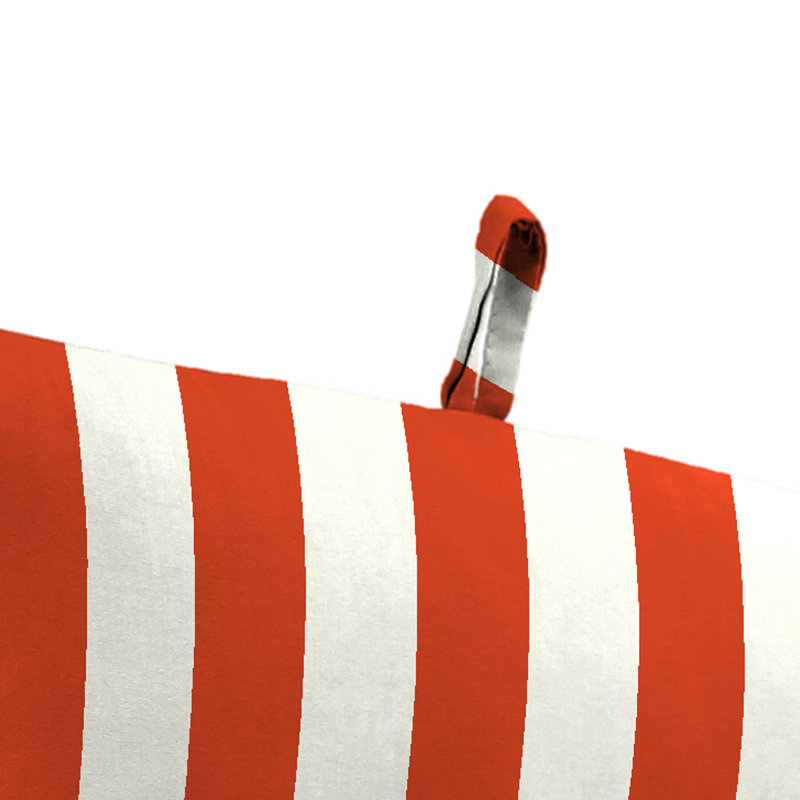 Reversible Outdoor Chair Cushion with Ties, Orange Stripe
