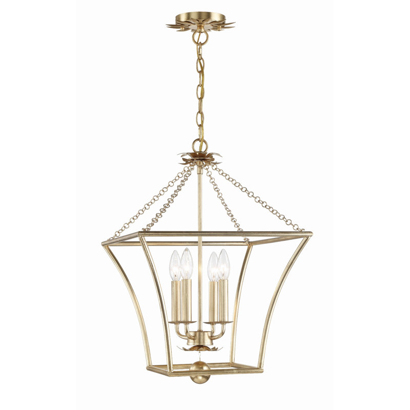 Muliphen 4 - Light Dimmable Lantern Geometric Chandelier, Gold