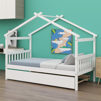 Lit en bois avec lit gigogne