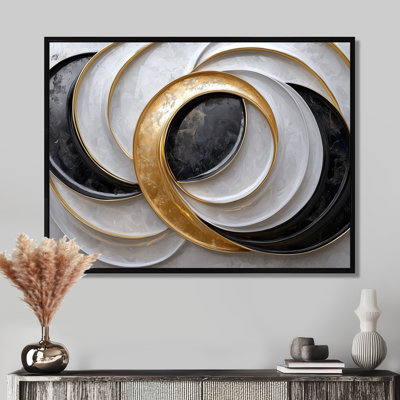 Abstrait doré et blanc Eclipse of Moons III - Abstract Spirals Wall Art