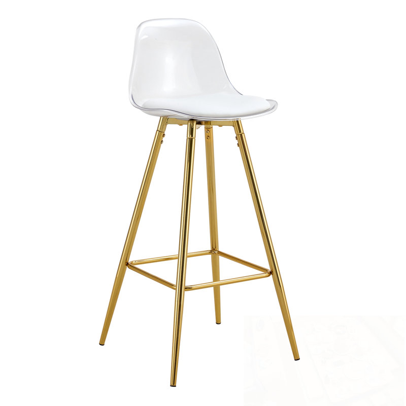 Chaises de bar rembourrées avec pieds en métal, Doré