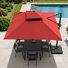 Parasol en porte-à-faux rectangulaire en aluminium avec base lestée 128 po x 104 po