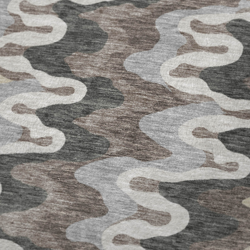 Jeté en laine Sherpa ASB750 Addison, Gris anthracite abstrait