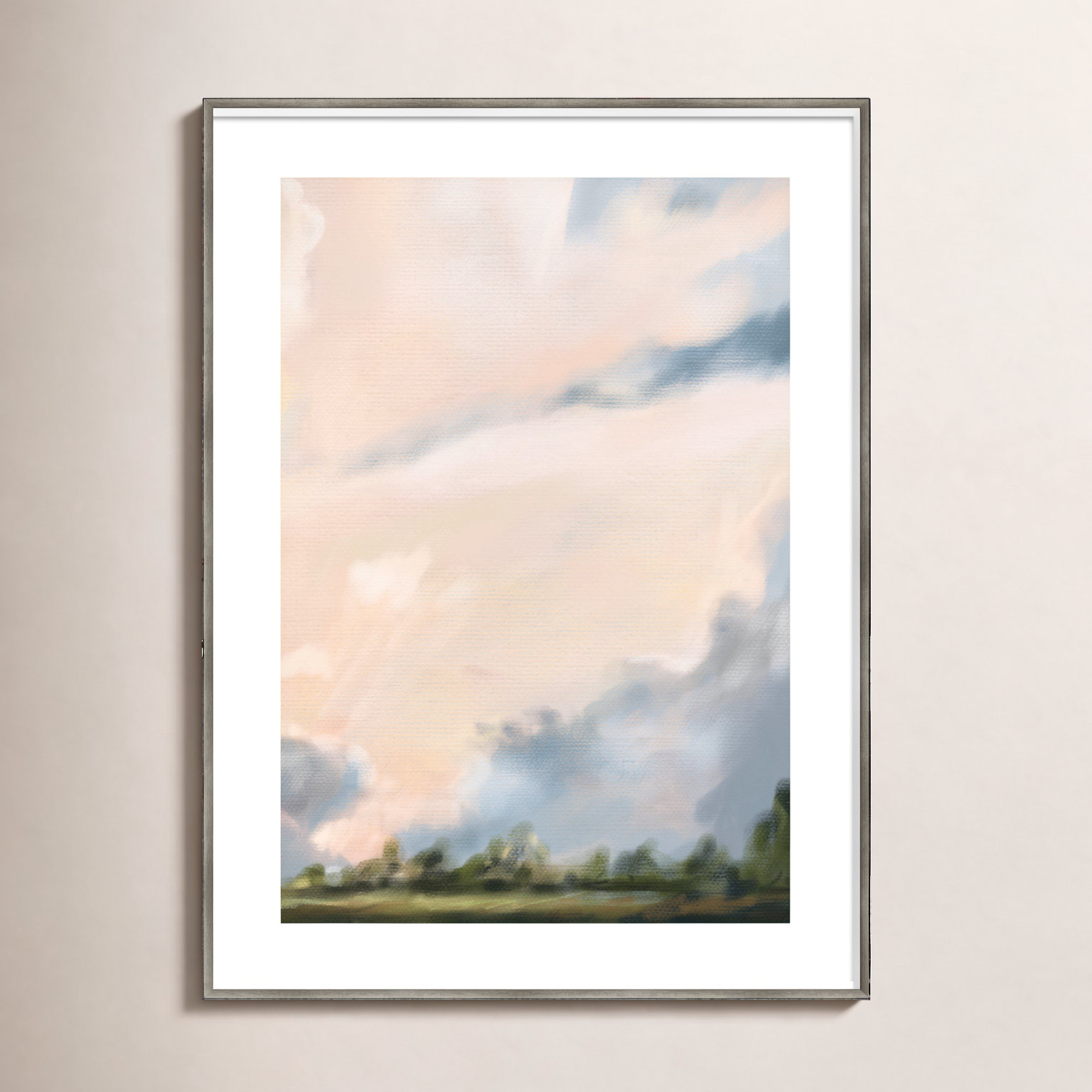Miraval "Cloud II" Print by Mary Sparrow, 30" W x 41" H x 2" D, Silver Framed