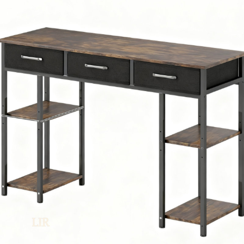 Adjustable Shelves Writing Desk With Ample Storage, Perfect For Home And Office Use, Durable And Stylish, Walnut