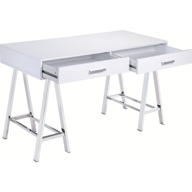 Bureau d'écriture avec port USB et base, H 32 po x l 54 po x P 22 po, Blanc