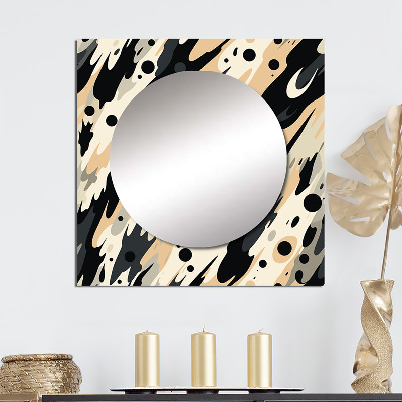 Tribal Fusion - Modern Square Mirror For Wall Art Decor, 23" x 23"