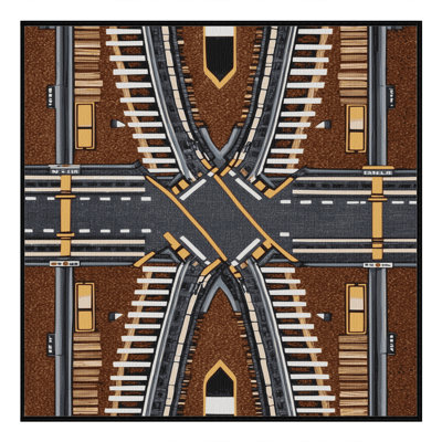 Machine Washable Transportation Black Area Rug