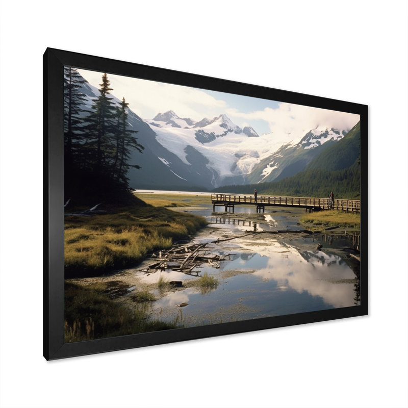 Alaska, rivière sauvage sur toile, H 34 po x l 44 po x P 1,5 po, Cadre photo noir