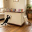 Table d'appoint 2 en 1 avec griffoir pour chat, protège-canapé, montage réversible gauche/droite, rangement dissimulé, roulettes pivotantes à 360° et griffoir en sisal naturel, idéale pour le salon.