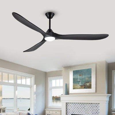 Black Smart Ceiling Fan With Led Light