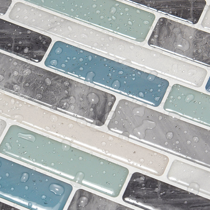 Carrelage mosaïque auto-adhésif en vinyle 12 po x 12 po pour dosseret de cuisine, 10 feuilles, Bleu ciel