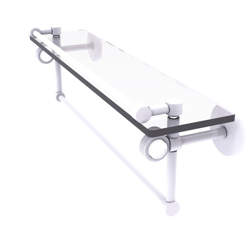 Tablette murale galerie de verre Margolis, Blanc mat, H 6,7 po x l 22 po x p 5,8 po
