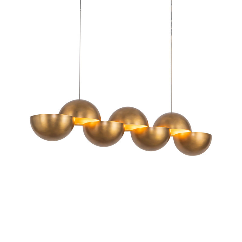 Void 41-in Black dimmable LED Linear Pendant, Antique Brass
