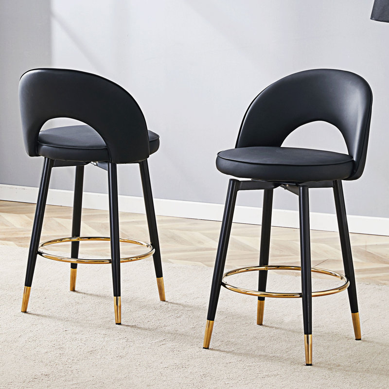 Ensemble de 2 chaises de bar rotatives 360 °, Noir