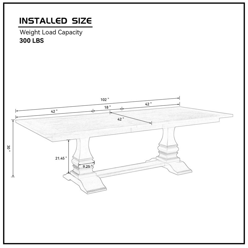 Korhonen 102-Inch Extendable Wooden Dining Table, Dark Oak