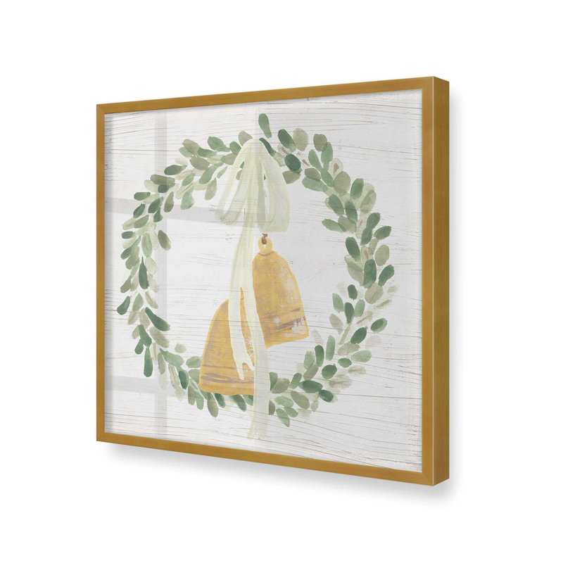 Couronne des Fêtes, reproduction de couronne II, H 21,75 po x l 21,75 po, Cadre simple en or poli, bois massif
