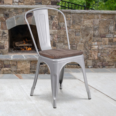 Kewaunee Metal Stackable Chair with Wood Seat