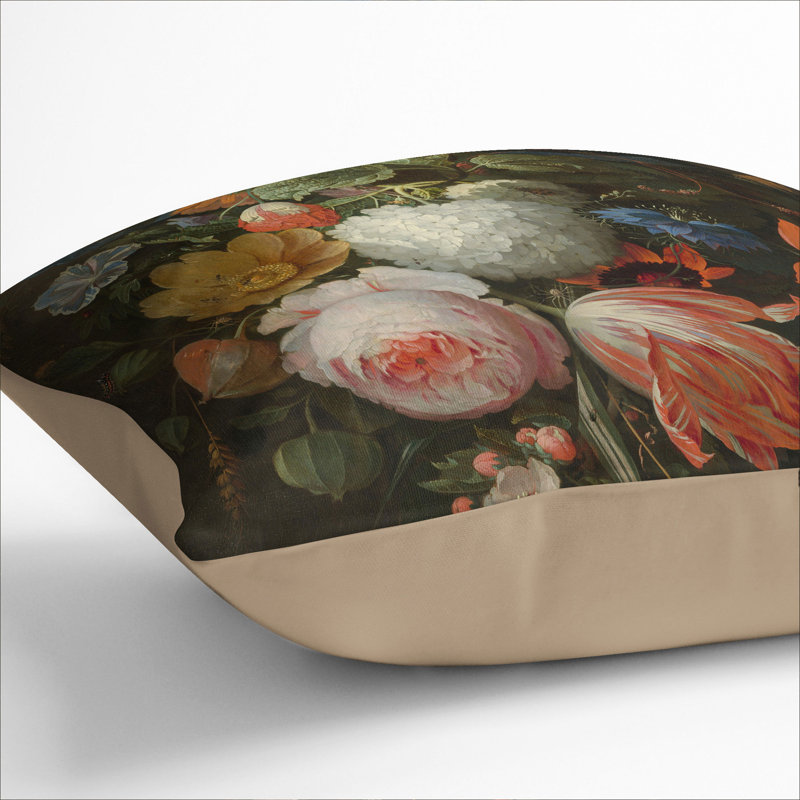Still Life With Flowers Vol.1 Floral Square Throw Cushion, Stone, 55cm H x 55cm W x 20cm D